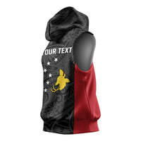 Personalised PNG Sandaun Province Sleeveless Hoodie Bird of Paradise Tattoo Flag Motif LT9 - Polynesian Pride