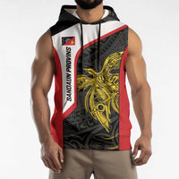 Personalised PNG Sandaun Province Sleeveless Hoodie Bird of Paradise Tattoo Flag Motif LT9 - Polynesian Pride
