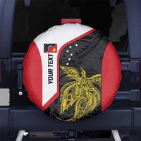 Personalised PNG Sandaun Province Spare Tire Cover Bird of Paradise Tattoo Flag Motif LT9 No hole Red - Polynesian Pride