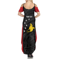 Personalised PNG Sandaun Province Summer Maxi Dress Bird of Paradise Tattoo Flag Motif LT9 - Polynesian Pride