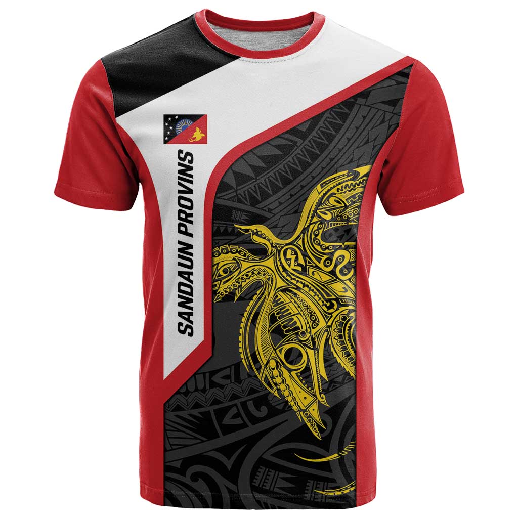 Personalised PNG Sandaun Province T Shirt Bird of Paradise Tattoo Flag Motif LT9 Red - Polynesian Pride