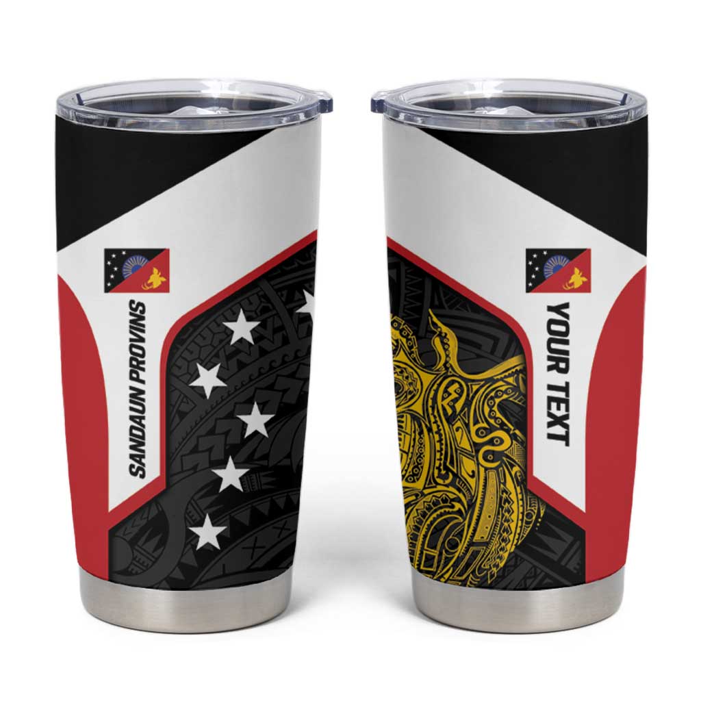 Personalised PNG Sandaun Province Tumbler Cup Bird of Paradise Tattoo Flag Motif LT9 Red - Polynesian Pride