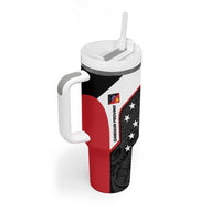 Personalised PNG Sandaun Province Tumbler With Handle Bird of Paradise Tattoo Flag Motif LT9 - Polynesian Pride
