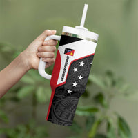 Personalised PNG Sandaun Province Tumbler With Handle Bird of Paradise Tattoo Flag Motif LT9 - Polynesian Pride