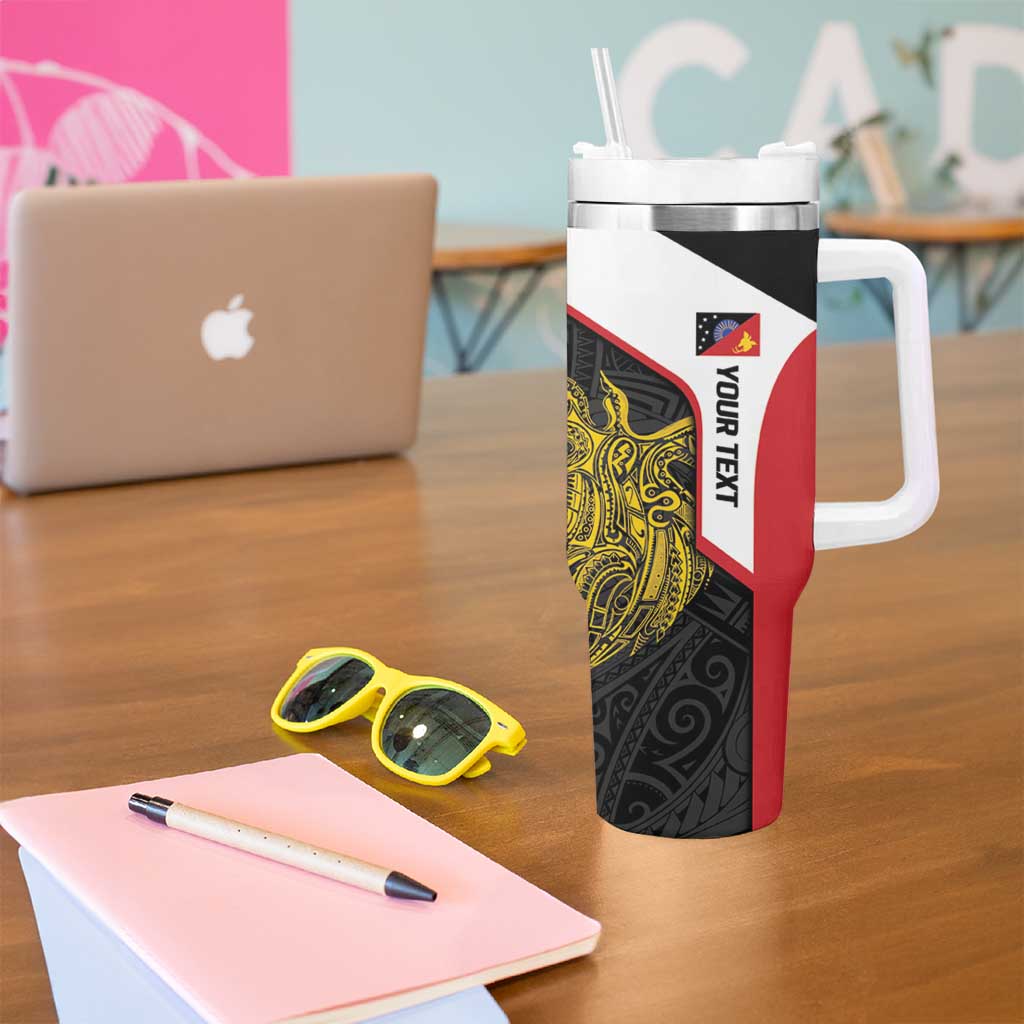Personalised PNG Sandaun Province Tumbler With Handle Bird of Paradise Tattoo Flag Motif LT9 - Polynesian Pride