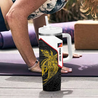 Personalised PNG Sandaun Province Tumbler With Handle Bird of Paradise Tattoo Flag Motif LT9 - Polynesian Pride