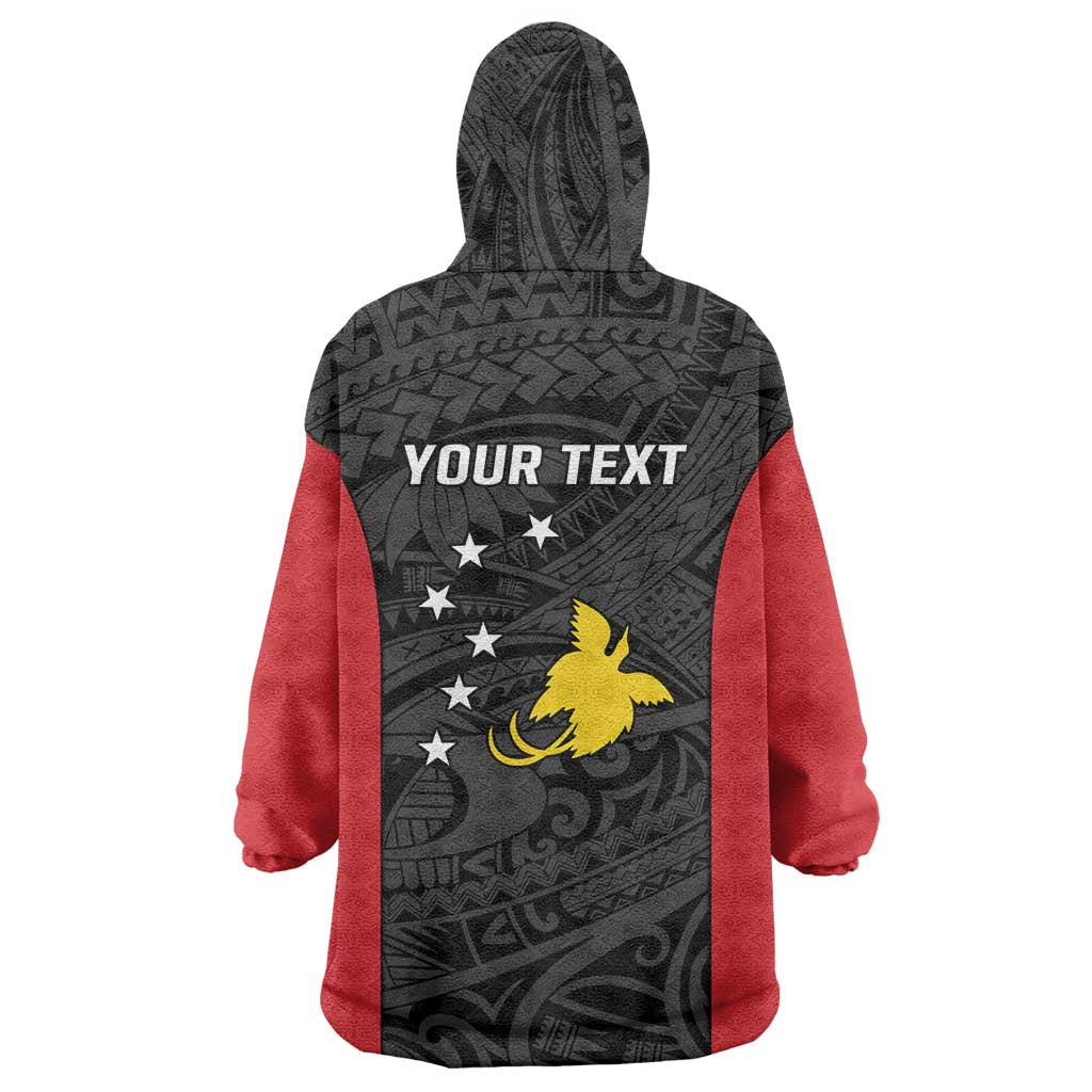 Personalised PNG Sandaun Province Wearable Blanket Hoodie Bird of Paradise Tattoo Flag Motif LT9 - Polynesian Pride