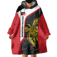 Personalised PNG Sandaun Province Wearable Blanket Hoodie Bird of Paradise Tattoo Flag Motif LT9 - Polynesian Pride