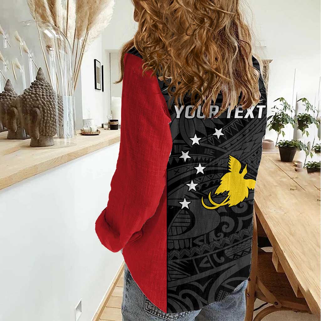 Personalised PNG Sandaun Province Women Casual Shirt Bird of Paradise Tattoo Flag Motif LT9 - Polynesian Pride
