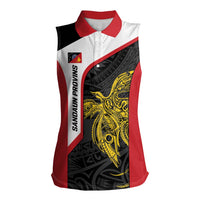 Personalised PNG Sandaun Province Women Sleeveless Polo Shirt Bird of Paradise Tattoo Flag Motif LT9 Female Red - Polynesian Pride