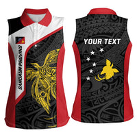 Personalised PNG Sandaun Province Women Sleeveless Polo Shirt Bird of Paradise Tattoo Flag Motif LT9 - Polynesian Pride