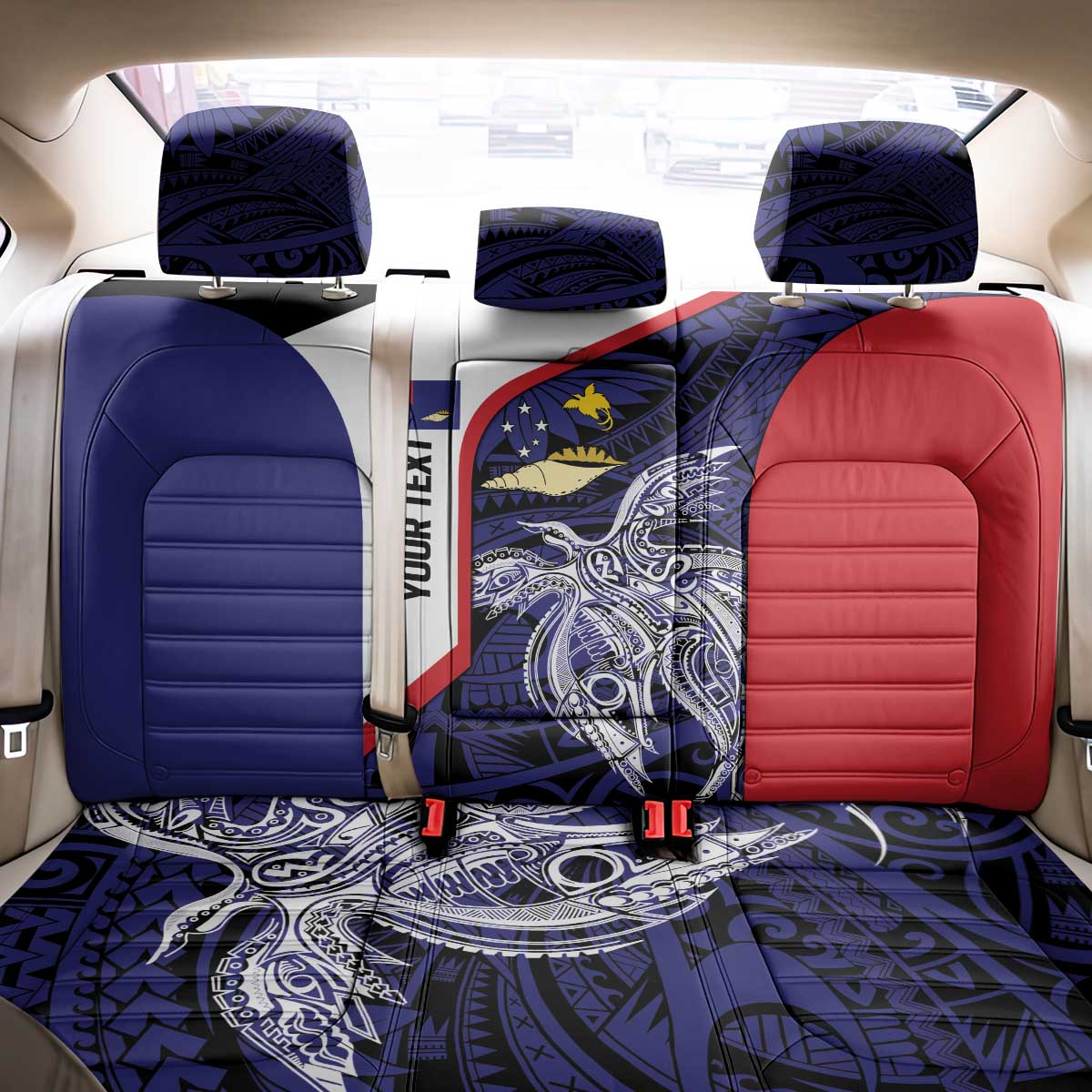 Personalised PNG West New Britain Province Back Car Seat Cover Bird of Paradise Tattoo Flag Motif LT9 - Polynesian Pride