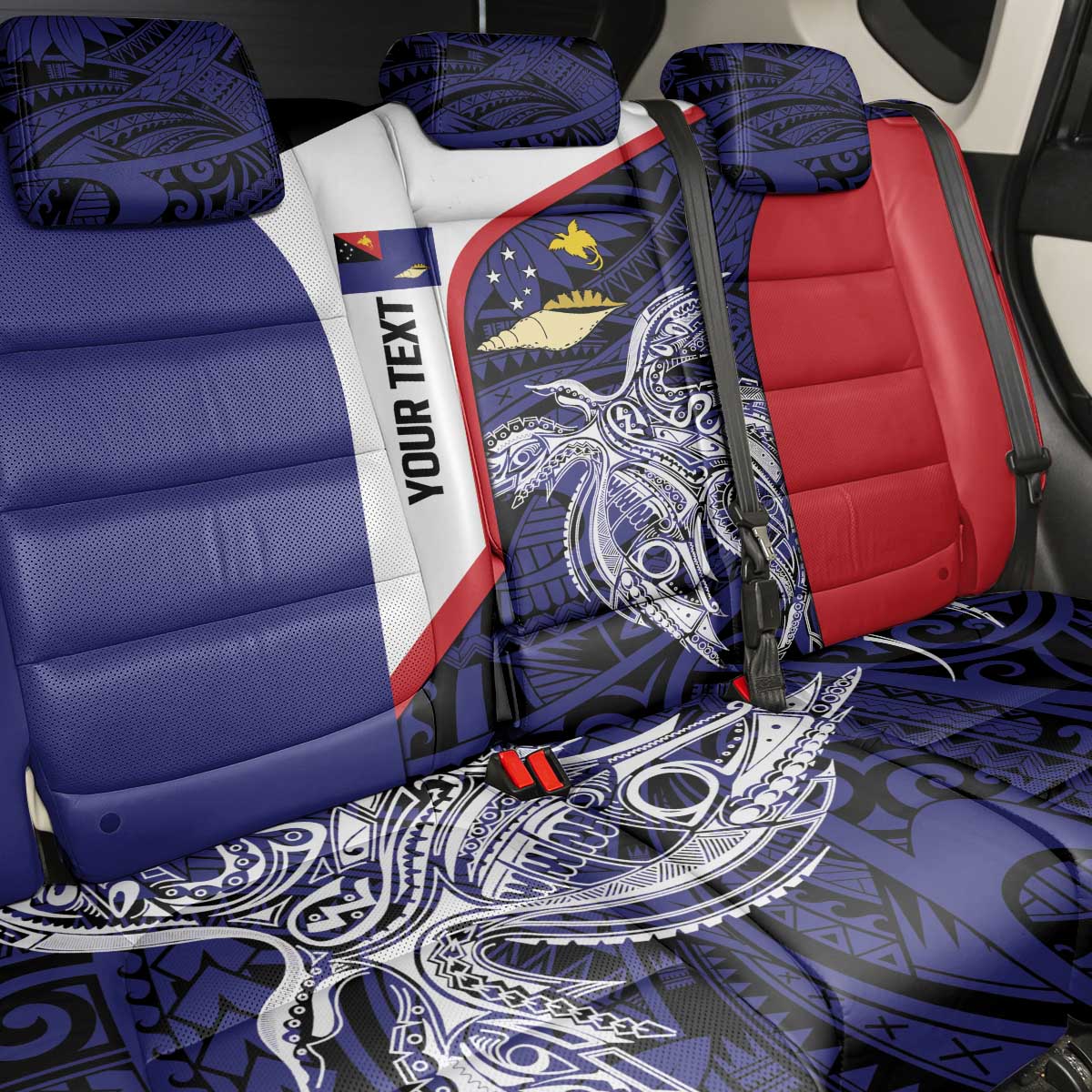 Personalised PNG West New Britain Province Back Car Seat Cover Bird of Paradise Tattoo Flag Motif LT9 - Polynesian Pride