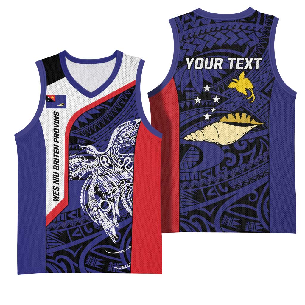 Personalised PNG West New Britain Province Basketball Jersey Bird of Paradise Tattoo Flag Motif LT9 - Polynesian Pride