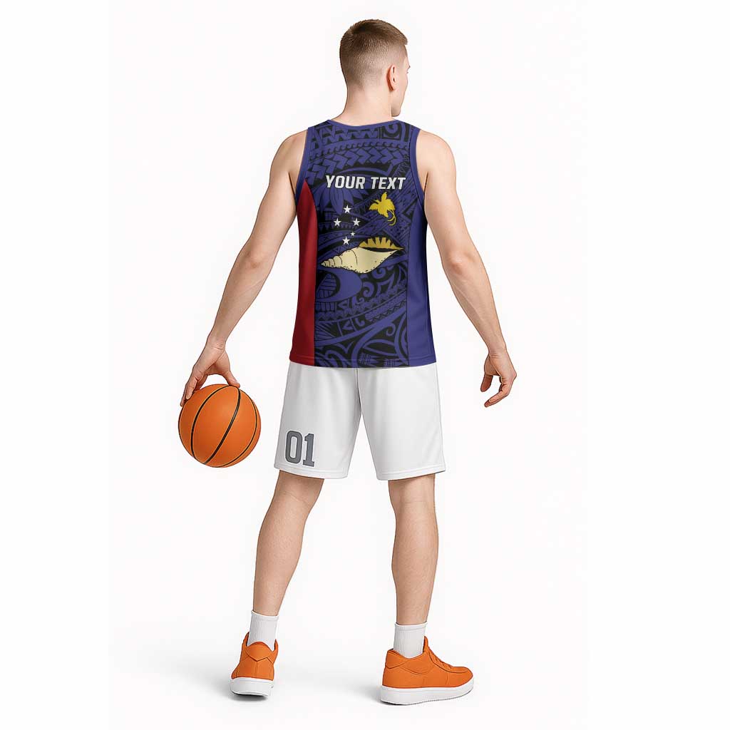 Personalised PNG West New Britain Province Basketball Jersey Bird of Paradise Tattoo Flag Motif LT9 - Polynesian Pride