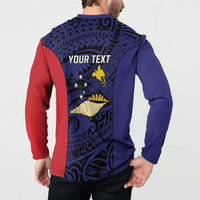 Personalised PNG West New Britain Province Button Sweatshirt Bird of Paradise Tattoo Flag Motif - Polynesian Pride
