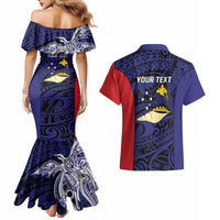 Personalised PNG West New Britain Province Couples Matching Mermaid Dress and Hawaiian Shirt Bird of Paradise Tattoo Flag Motif LT9 - Polynesian Pride
