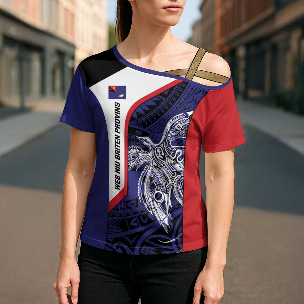 Personalised PNG West New Britain Province Cross Shoulder Shirt Bird of Paradise Tattoo Flag Motif LT9 - Polynesian Pride