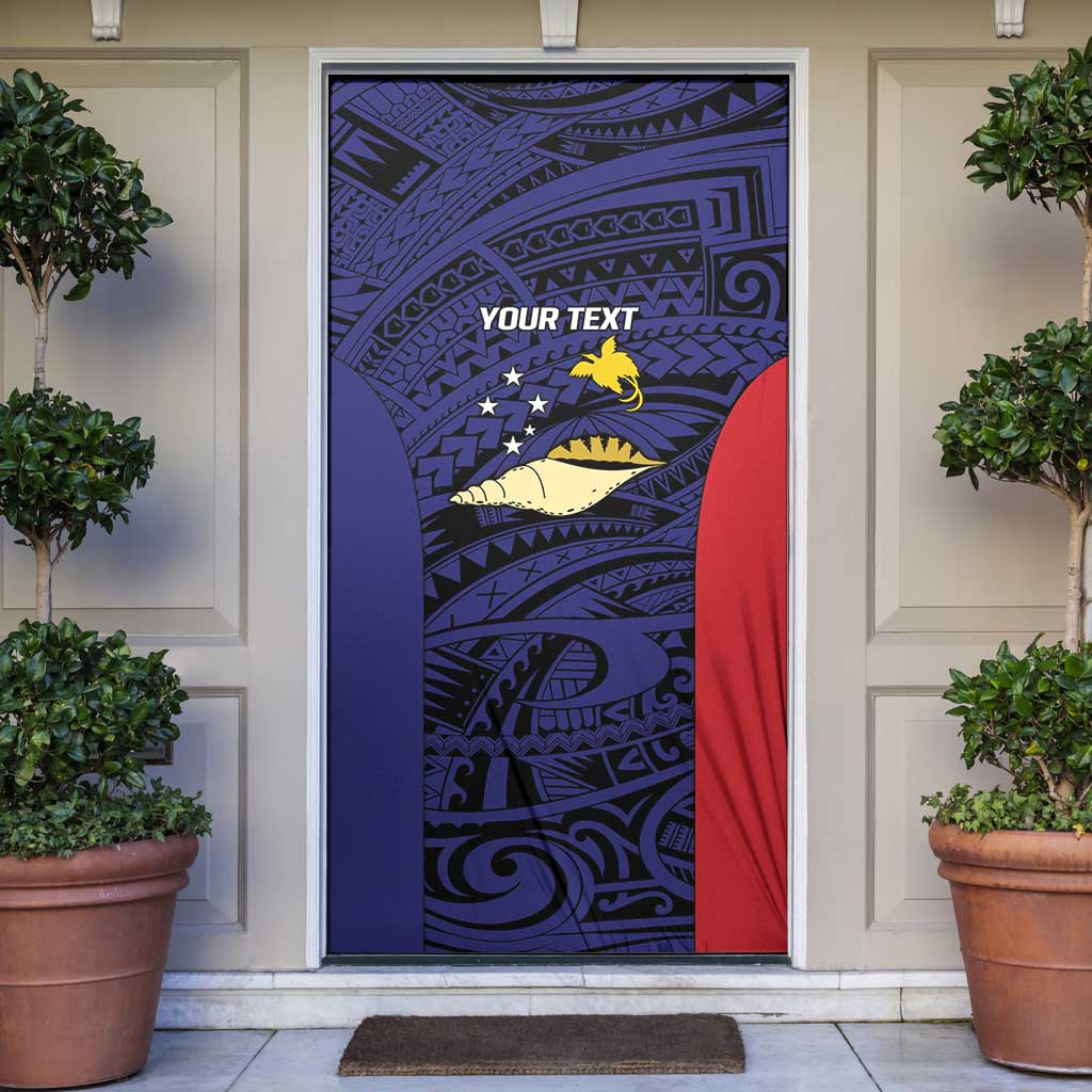 Personalised PNG West New Britain Province Door Cover Bird of Paradise Tattoo Flag Motif LT9 Blue - Polynesian Pride