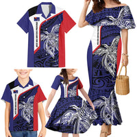 Personalised PNG West New Britain Province Family Matching Mermaid Dress and Hawaiian Shirt Bird of Paradise Tattoo Flag Motif LT9 - Polynesian Pride