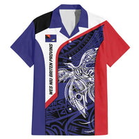 Personalised PNG West New Britain Province Family Matching Mermaid Dress and Hawaiian Shirt Bird of Paradise Tattoo Flag Motif LT9 Dad's Shirt - Short Sleeve Blue - Polynesian Pride