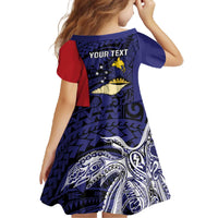 Personalised PNG West New Britain Province Family Matching Off The Shoulder Long Sleeve Dress and Hawaiian Shirt Bird of Paradise Tattoo Flag Motif LT9 - Polynesian Pride
