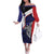 Personalised PNG West New Britain Province Family Matching Off The Shoulder Long Sleeve Dress and Hawaiian Shirt Bird of Paradise Tattoo Flag Motif - Polynesian Pride