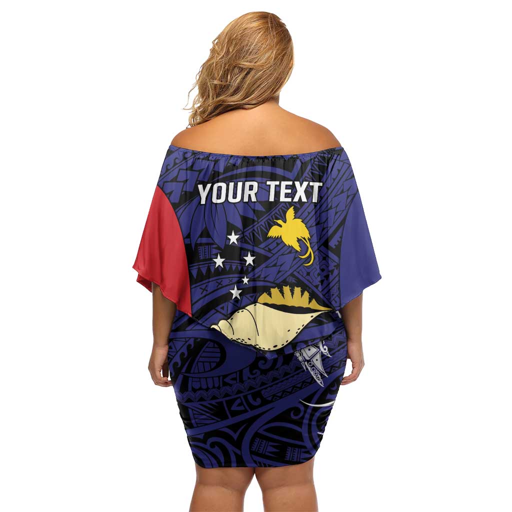 Personalised PNG West New Britain Province Family Matching Off Shoulder Short Dress and Hawaiian Shirt Bird of Paradise Tattoo Flag Motif LT9 - Polynesian Pride