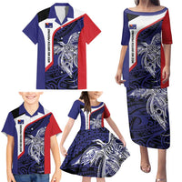 Personalised PNG West New Britain Province Family Matching Puletasi and Hawaiian Shirt Bird of Paradise Tattoo Flag Motif LT9 - Polynesian Pride