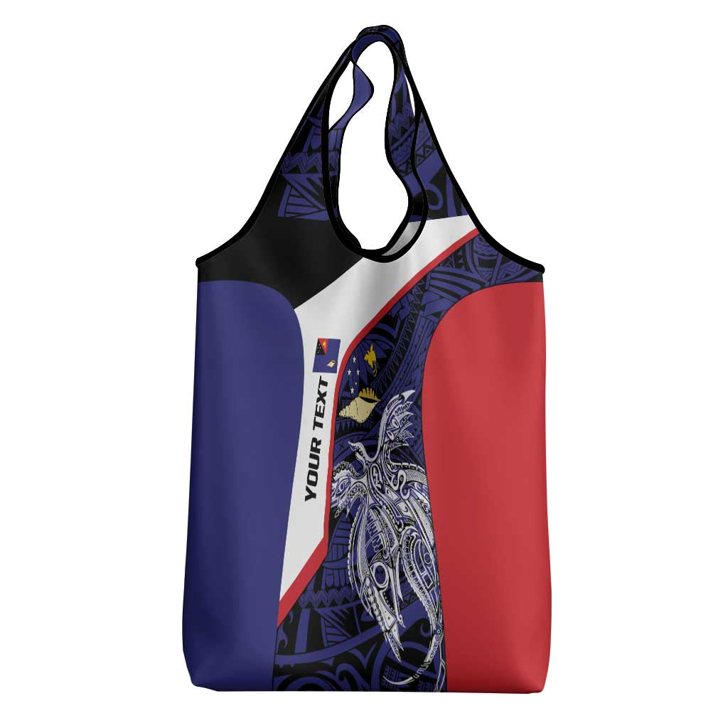 Personalised PNG West New Britain Province Grocery Bag Bird of Paradise Tattoo Flag Motif LT9 - Polynesian Pride