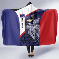 Personalised PNG West New Britain Province Hooded Blanket Bird of Paradise Tattoo Flag Motif LT9 One Size Blue - Polynesian Pride