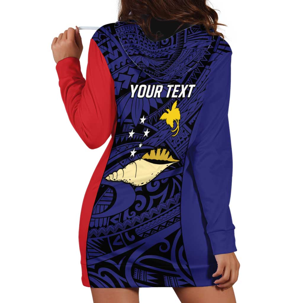 Personalised PNG West New Britain Province Hoodie Dress Bird of Paradise Tattoo Flag Motif LT9 - Polynesian Pride