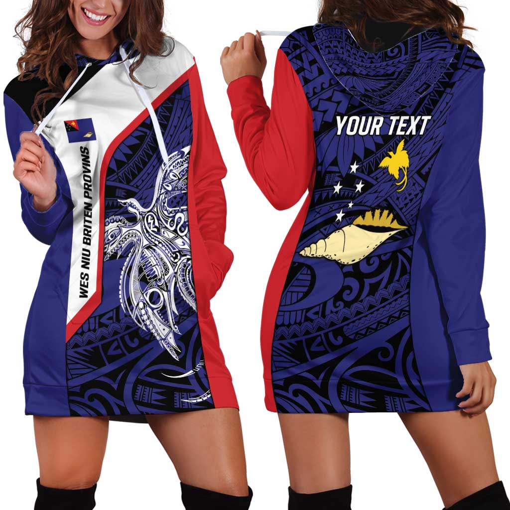 Personalised PNG West New Britain Province Hoodie Dress Bird of Paradise Tattoo Flag Motif LT9 - Polynesian Pride