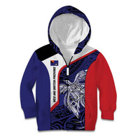 Personalised PNG West New Britain Province Kid Hoodie Bird of Paradise Tattoo Flag Motif LT9 Zip Hoodie Blue - Polynesian Pride