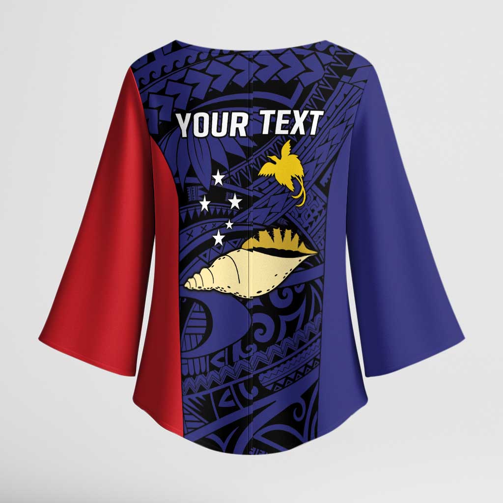 Personalised PNG West New Britain Province Kimono Sleeve Blouse Bird of Paradise Tattoo Flag Motif LT9 - Polynesian Pride