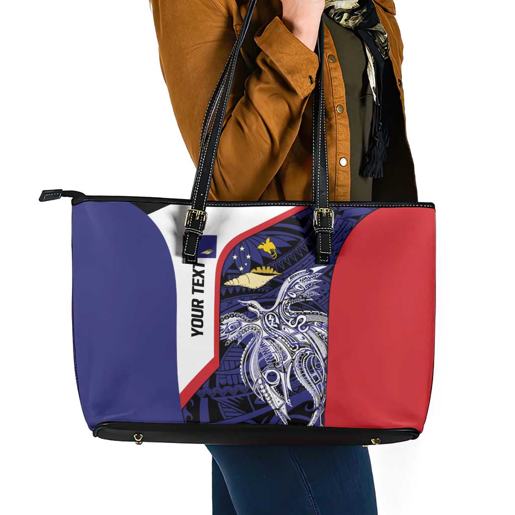 Personalised PNG West New Britain Province Leather Tote Bag Bird of Paradise Tattoo Flag Motif LT9 - Polynesian Pride