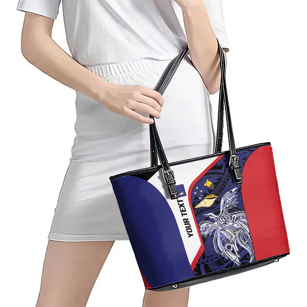 Personalised PNG West New Britain Province Leather Tote Bag Bird of Paradise Tattoo Flag Motif LT9 - Polynesian Pride