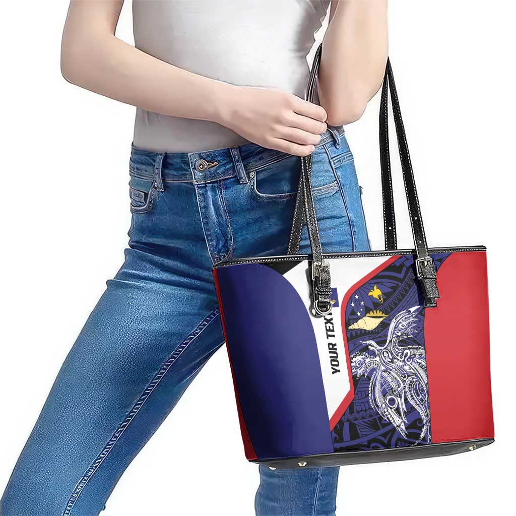 Personalised PNG West New Britain Province Leather Tote Bag Bird of Paradise Tattoo Flag Motif LT9 - Polynesian Pride