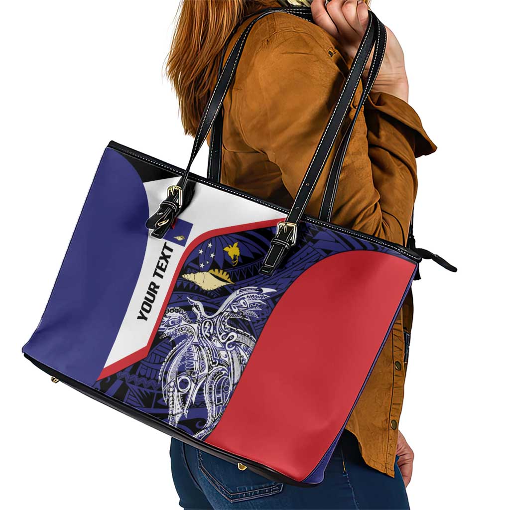 Personalised PNG West New Britain Province Leather Tote Bag Bird of Paradise Tattoo Flag Motif LT9 - Polynesian Pride