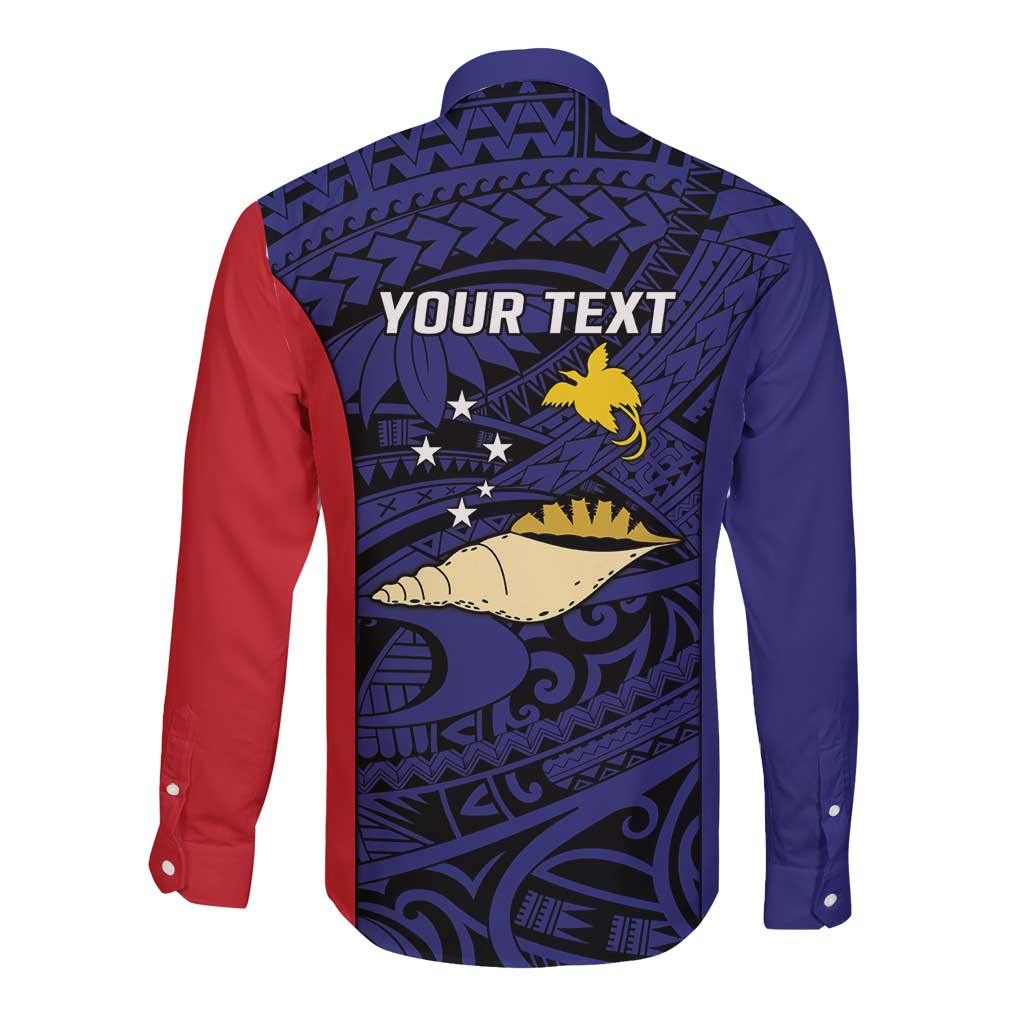Personalised PNG West New Britain Province Long Sleeve Button Shirt Bird of Paradise Tattoo Flag Motif LT9 - Polynesian Pride