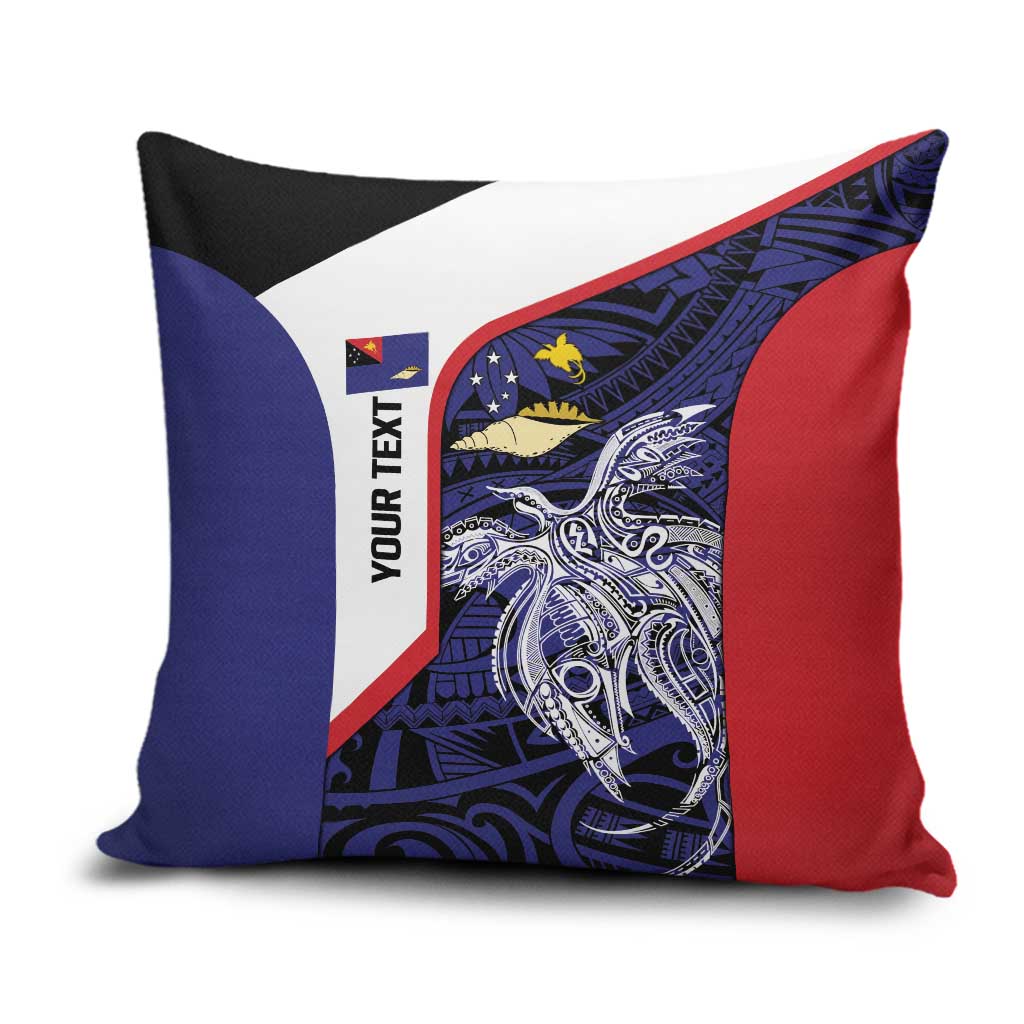 Personalised PNG West New Britain Province Pillow Cover Bird of Paradise Tattoo Flag Motif LT9 Blue - Polynesian Pride