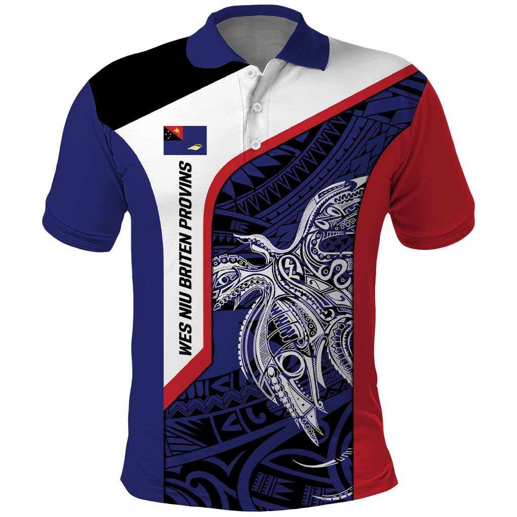 Personalised PNG West New Britain Province Polo Shirt Bird of Paradise Tattoo Flag Motif - Polynesian Pride