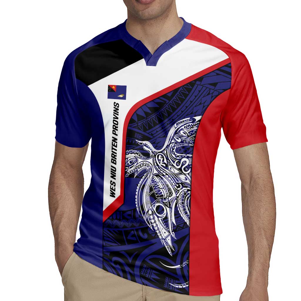 Personalised PNG West New Britain Province Rugby Jersey Bird of Paradise Tattoo Flag Motif LT9 - Polynesian Pride