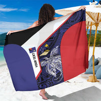 Personalised PNG West New Britain Province Sarong Bird of Paradise Tattoo Flag Motif LT9 One Size 44 x 66 inches Blue - Polynesian Pride