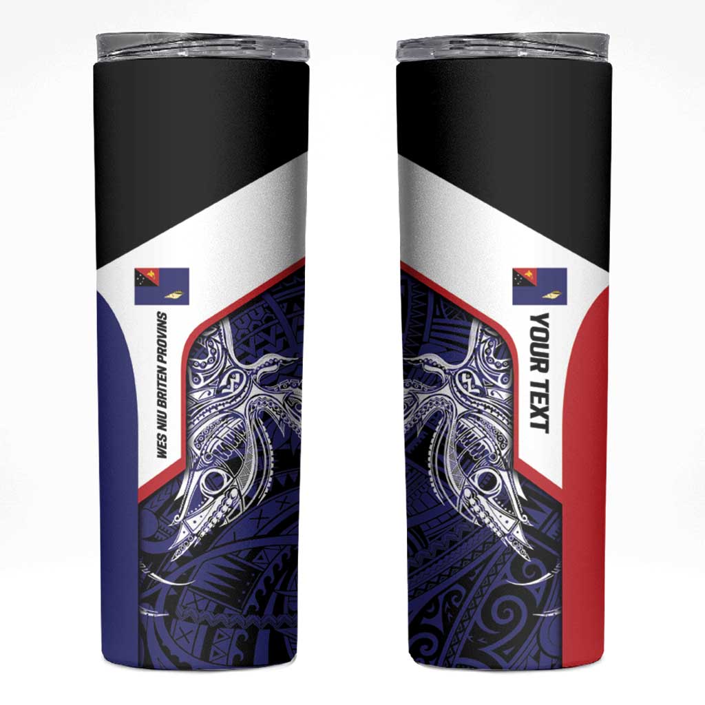 Personalised PNG West New Britain Province Skinny Tumbler Bird of Paradise Tattoo Flag Motif LT9 Blue - Polynesian Pride