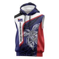 Personalised PNG West New Britain Province Sleeveless Hoodie Bird of Paradise Tattoo Flag Motif LT9 Blue - Polynesian Pride
