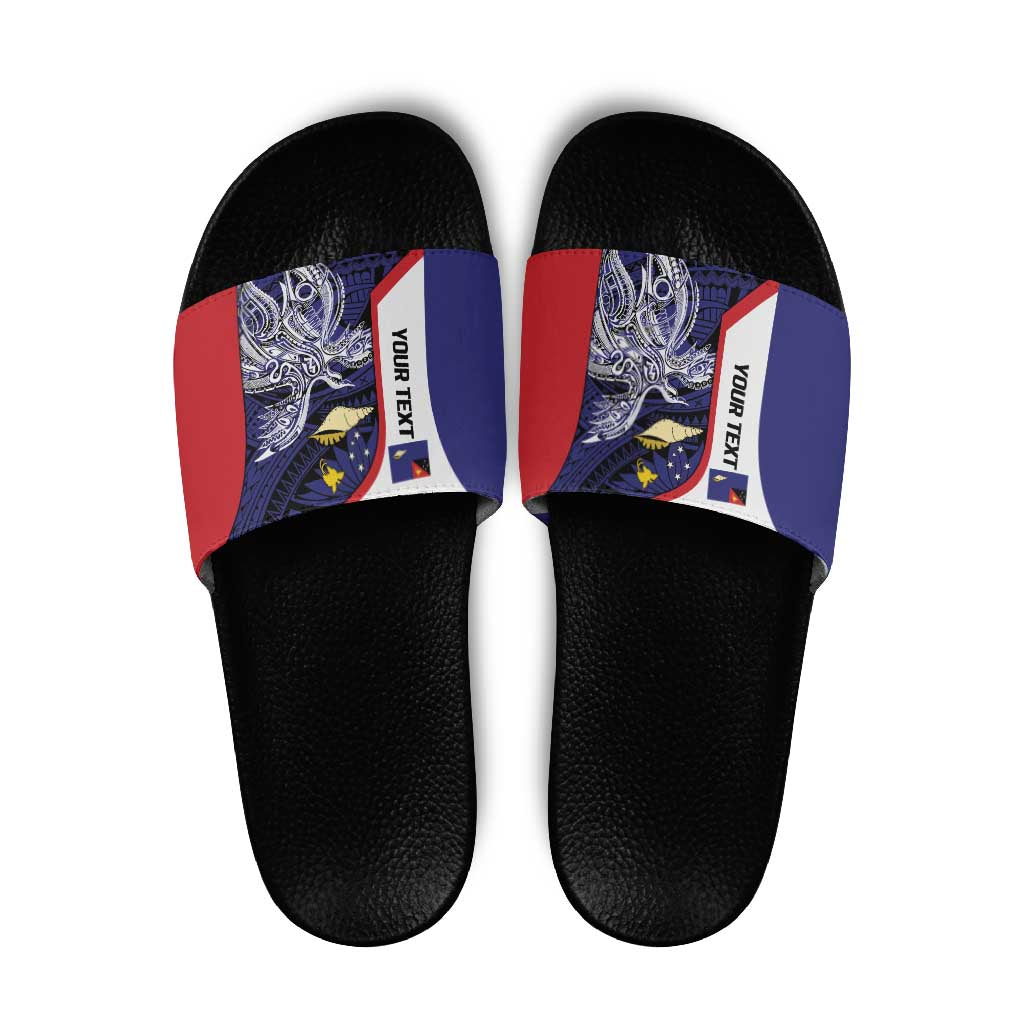 Personalised PNG West New Britain Province Slide Sandals Bird of Paradise Tattoo Flag Motif LT9 Blue - Polynesian Pride
