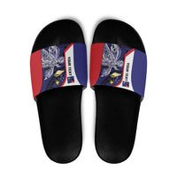 Personalised PNG West New Britain Province Slide Sandals Bird of Paradise Tattoo Flag Motif LT9 Blue - Polynesian Pride