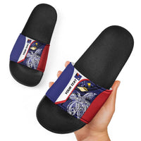 Personalised PNG West New Britain Province Slide Sandals Bird of Paradise Tattoo Flag Motif LT9 - Polynesian Pride