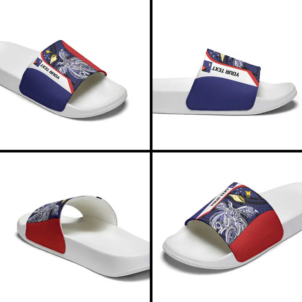 Personalised PNG West New Britain Province Slide Sandals Bird of Paradise Tattoo Flag Motif LT9 - Polynesian Pride